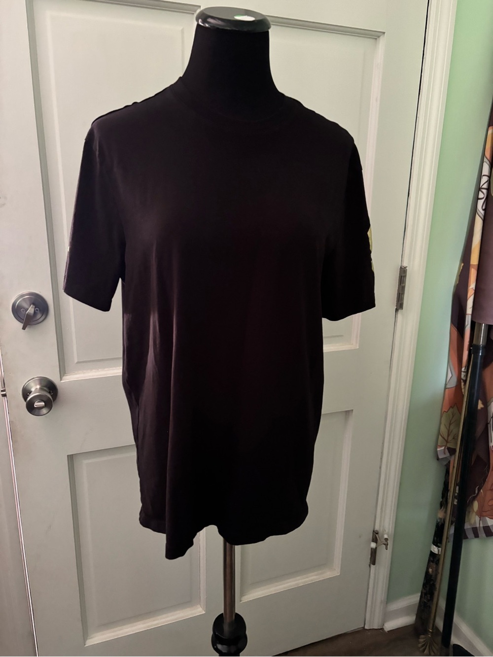 Armani Exchange Black Short Sleeve Crewneck Tee with Subtle Sleeve Detail